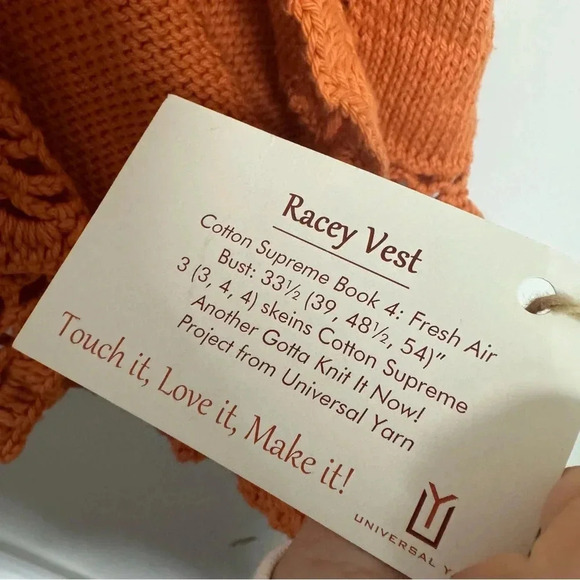 NWT Handknit Orange Crochet Vest/Shawl Bohemian Artsy Knit S/M - Picture 4 of 5